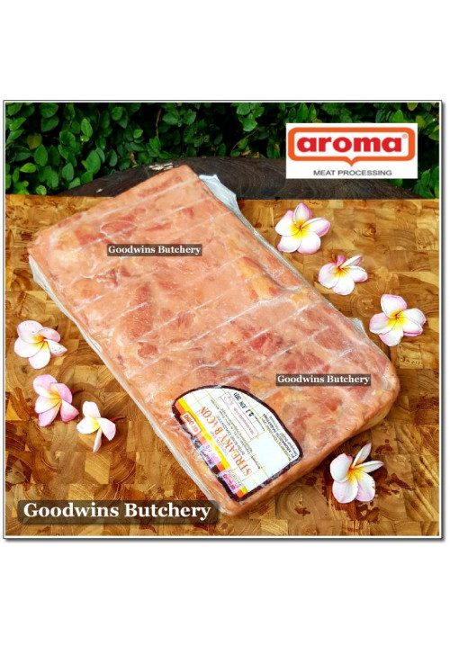 Aroma Bali frozen pork BACON STREAKY whole cuts +/- 3kg/pc (price/kg)
